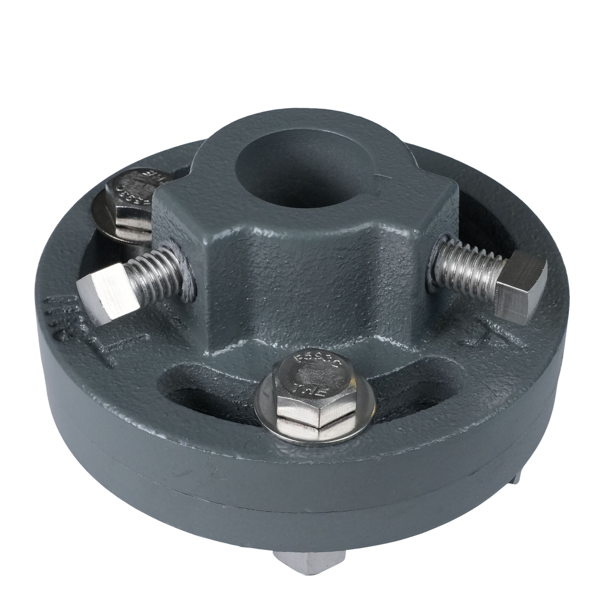 Side view of specialty coated garage door coupler to resist corrosion