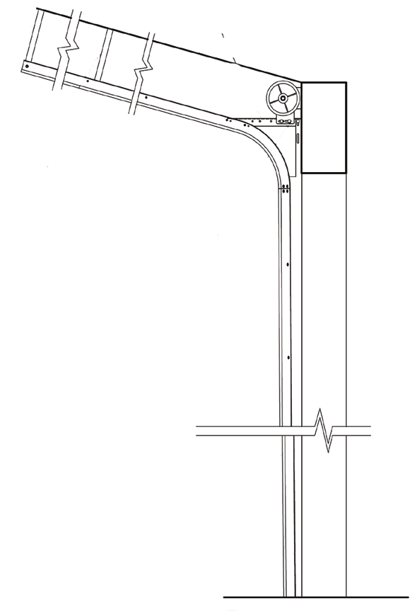 Standard lift pitched — track follows the slope of the roof
